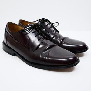 Pronto Uomo Leather Blucher Dress Shoes Cap Toe Lace Up, Dark Brown, Men 12 M